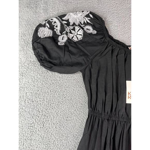 Knox Rose Dress Women XS Black Boho Cottagecore Embroidered Balloon Sleeve NWT - Picture 3 of 13